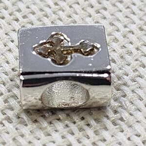 Silver Charm Bead with Cross-bible